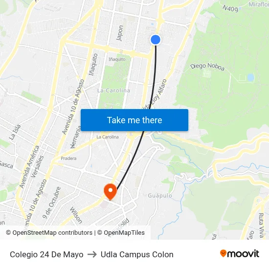 Colegio 24 De Mayo to Udla Campus Colon map