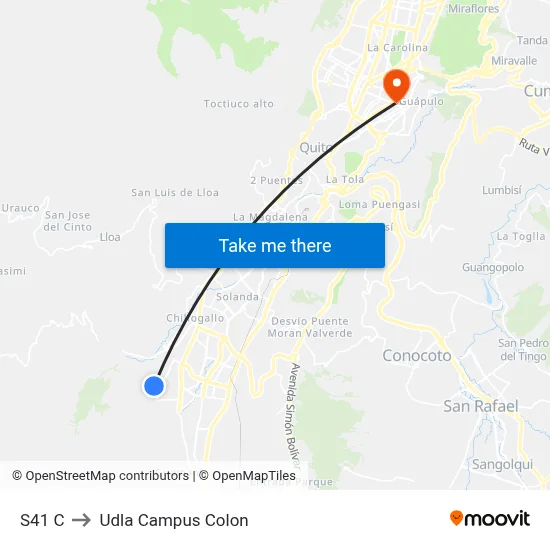 S41 C to Udla Campus Colon map