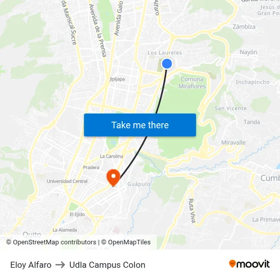Eloy Alfaro to Udla Campus Colon map