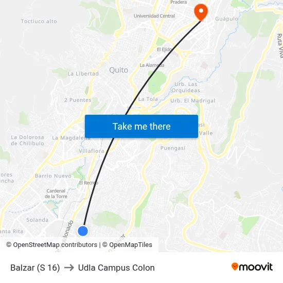 Balzar (S 16) to Udla Campus Colon map