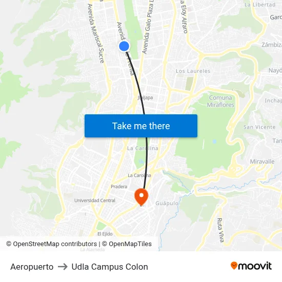 Aeropuerto to Udla Campus Colon map