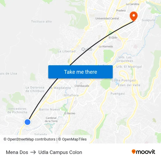 Mena Dos to Udla Campus Colon map