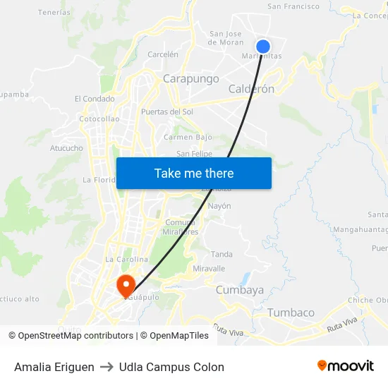 Amalia Eriguen to Udla Campus Colon map