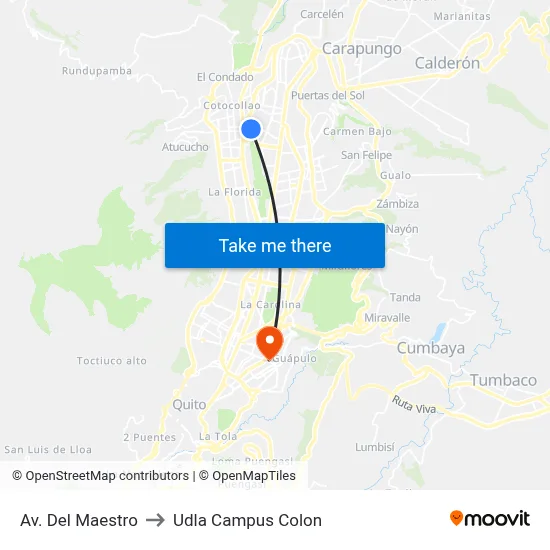 Av. Del Maestro to Udla Campus Colon map