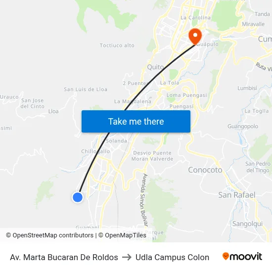 Av. Marta Bucaran De Roldos to Udla Campus Colon map