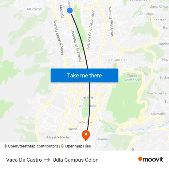 Vaca De Castro to Udla Campus Colon map