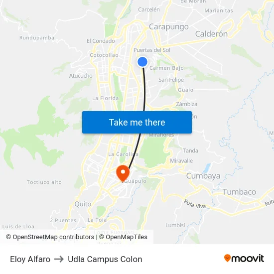 Eloy Alfaro to Udla Campus Colon map
