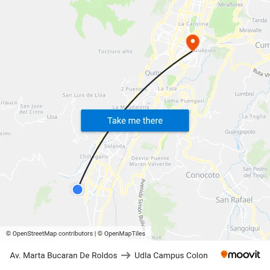 Av. Marta Bucaran De Roldos to Udla Campus Colon map