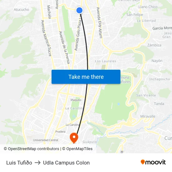 Luis Tufiðo to Udla Campus Colon map