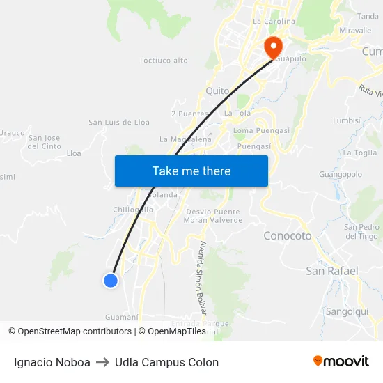 Ignacio Noboa to Udla Campus Colon map