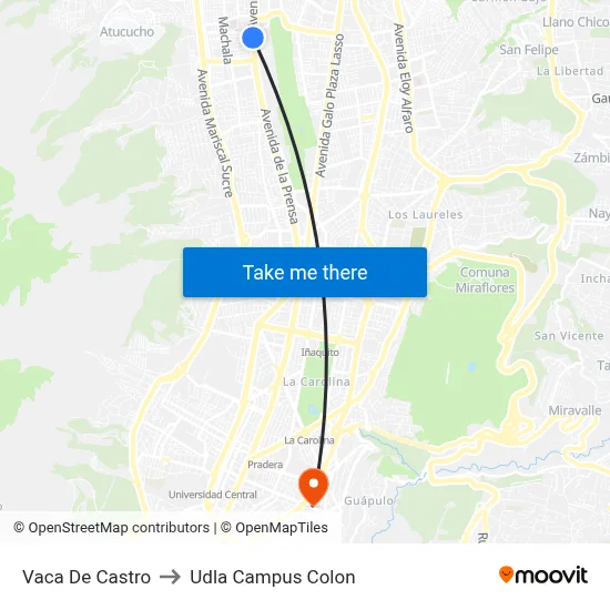 Vaca De Castro to Udla Campus Colon map