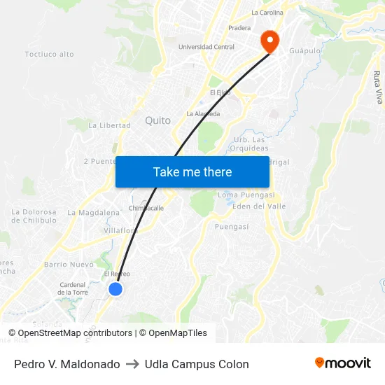 Pedro V. Maldonado to Udla Campus Colon map