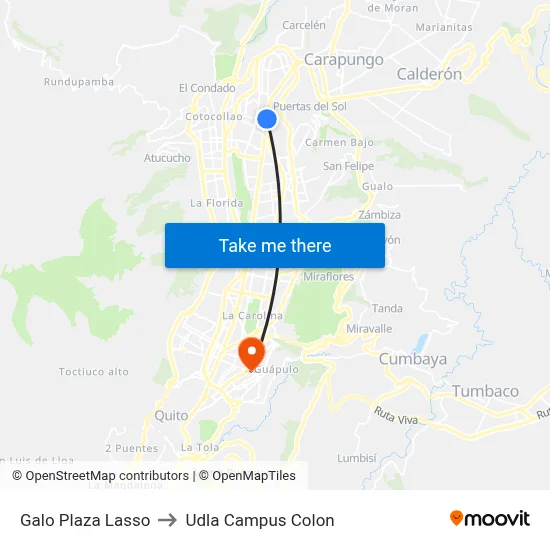 Galo Plaza Lasso to Udla Campus Colon map