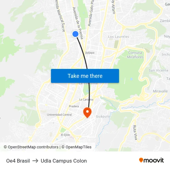 Oe4 Brasil to Udla Campus Colon map