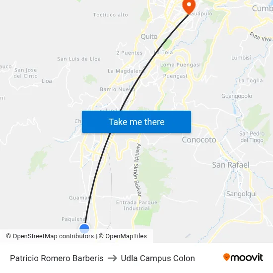 Patricio Romero Barberis to Udla Campus Colon map