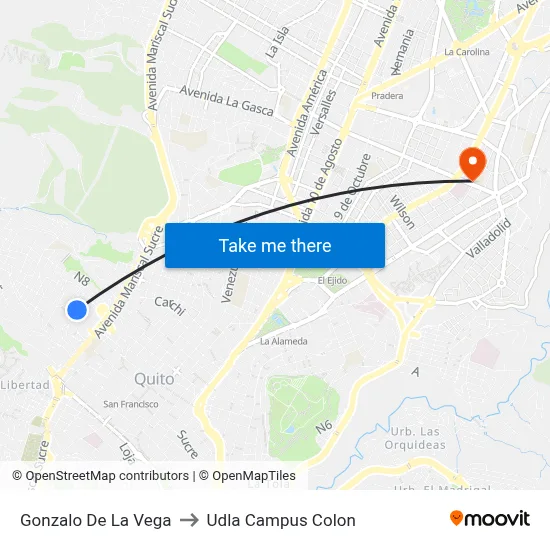 Gonzalo De La Vega to Udla Campus Colon map