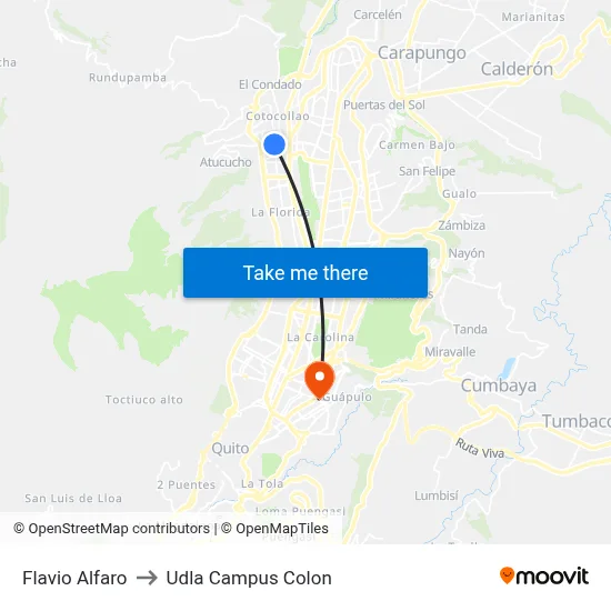 Flavio Alfaro to Udla Campus Colon map