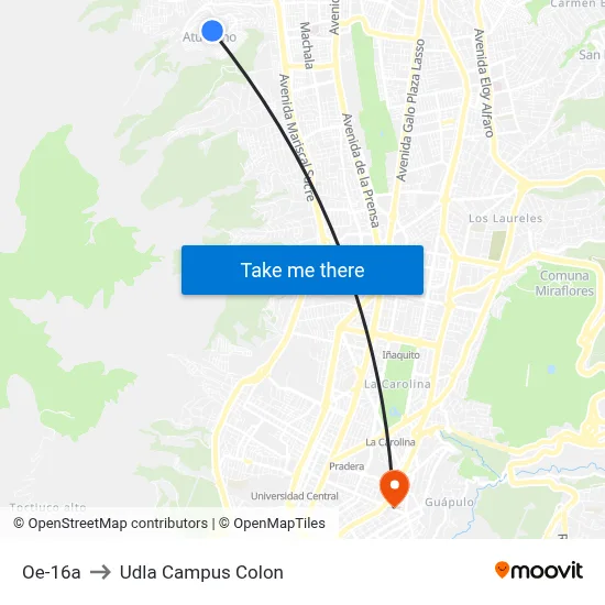 Oe-16a to Udla Campus Colon map