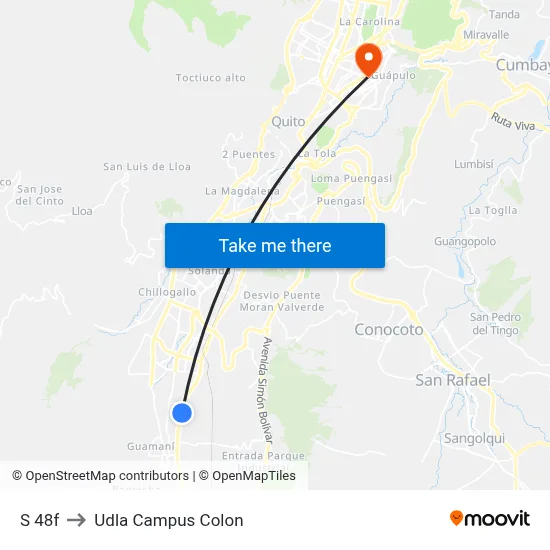 S 48f to Udla Campus Colon map