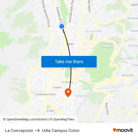 La Concepción to Udla Campus Colon map
