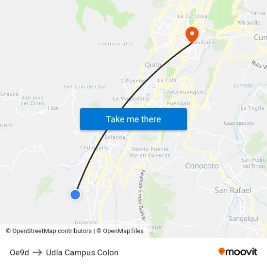 Oe9d to Udla Campus Colon map