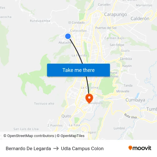 Bernardo De Legarda to Udla Campus Colon map