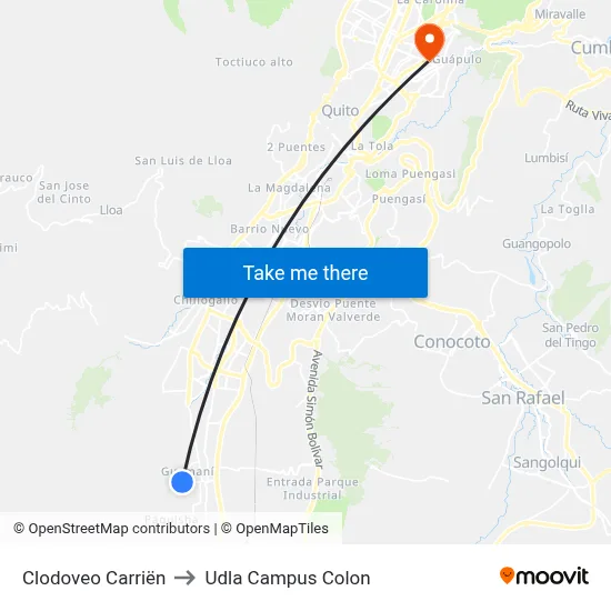 Clodoveo Carriën to Udla Campus Colon map