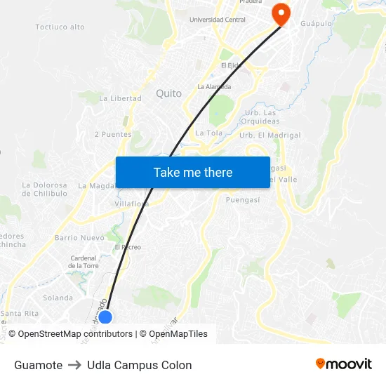 Guamote to Udla Campus Colon map