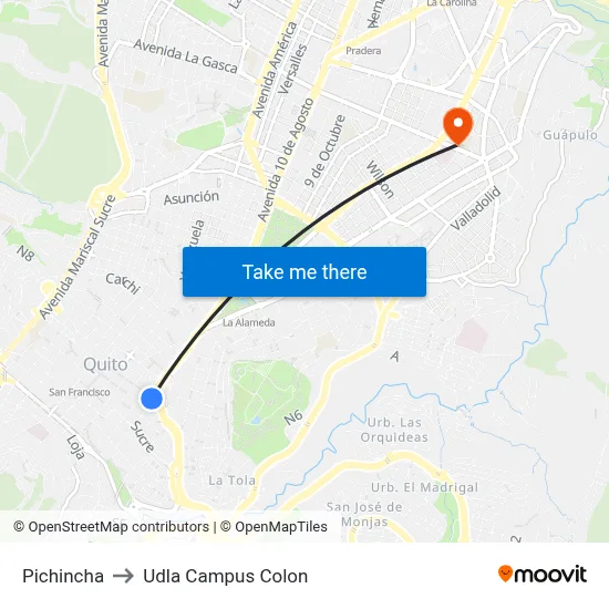 Pichincha to Udla Campus Colon map
