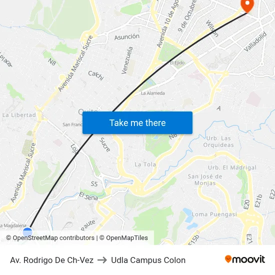 Av. Rodrigo De Ch-Vez to Udla Campus Colon map