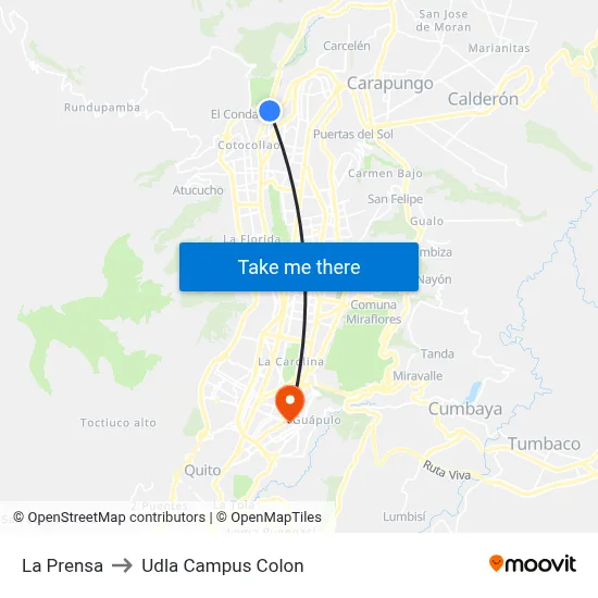 La Prensa to Udla Campus Colon map