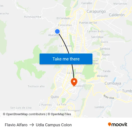 Flavio Alfaro to Udla Campus Colon map
