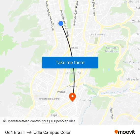 Oe4 Brasil to Udla Campus Colon map