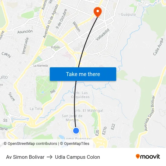 Av Simon Bolivar to Udla Campus Colon map