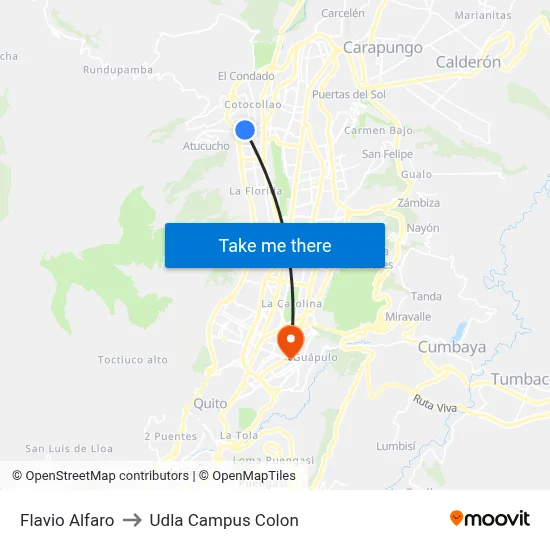 Flavio Alfaro to Udla Campus Colon map