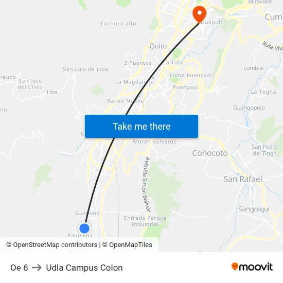 Oe 6 to Udla Campus Colon map