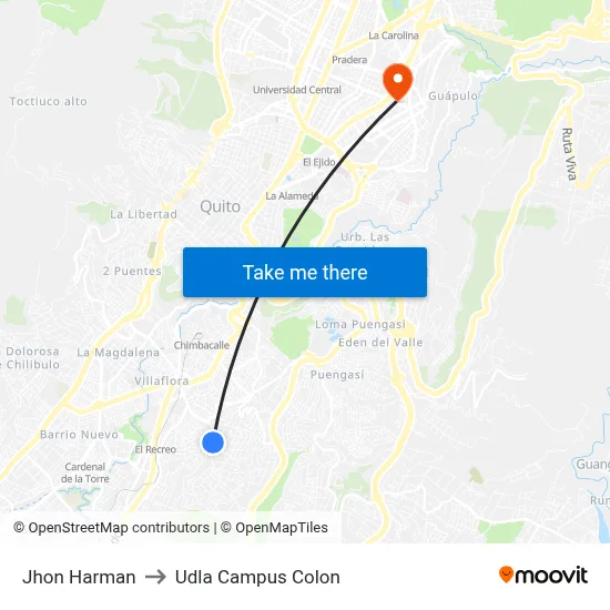 Jhon  Harman to Udla Campus Colon map