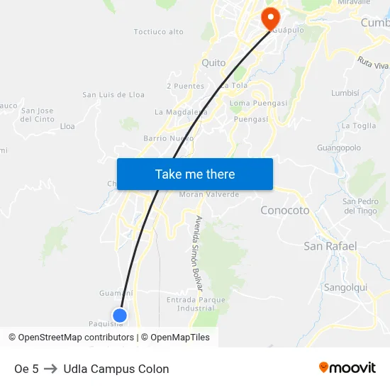 Oe 5 to Udla Campus Colon map