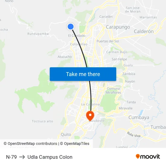 N-79 to Udla Campus Colon map
