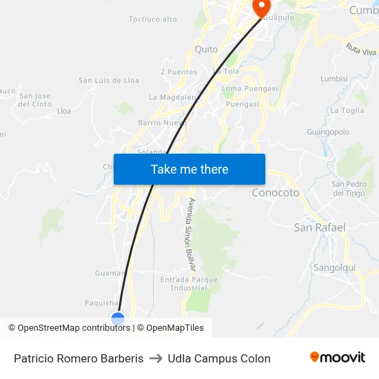 Patricio Romero Barberis to Udla Campus Colon map