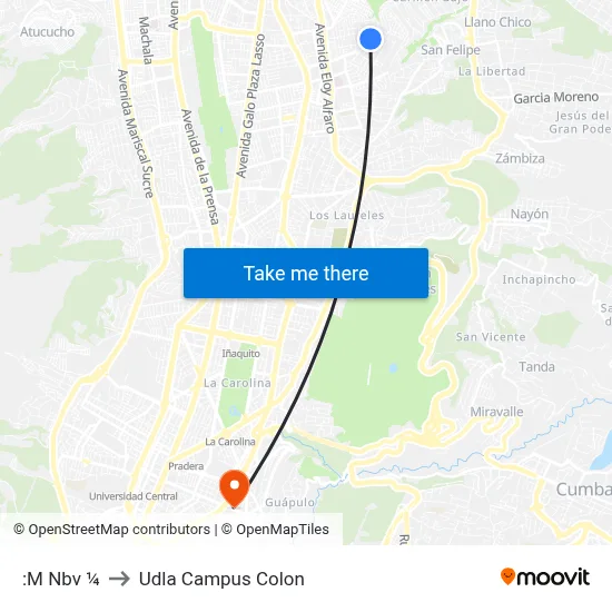 :M Nbv  ¼ to Udla Campus Colon map