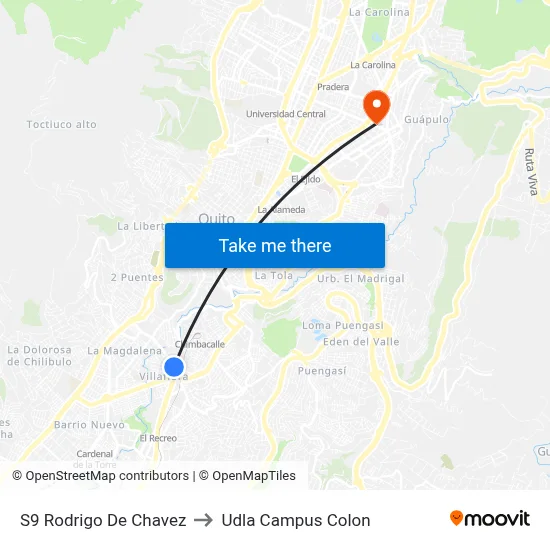 S9   Rodrigo De Chavez to Udla Campus Colon map