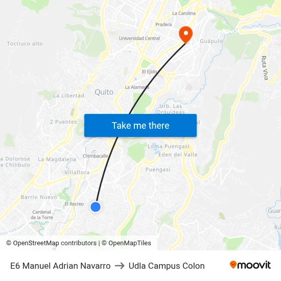 E6   Manuel Adrian Navarro to Udla Campus Colon map