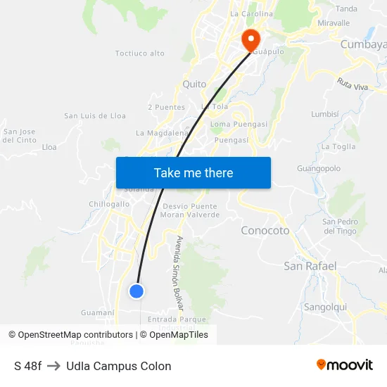 S 48f to Udla Campus Colon map