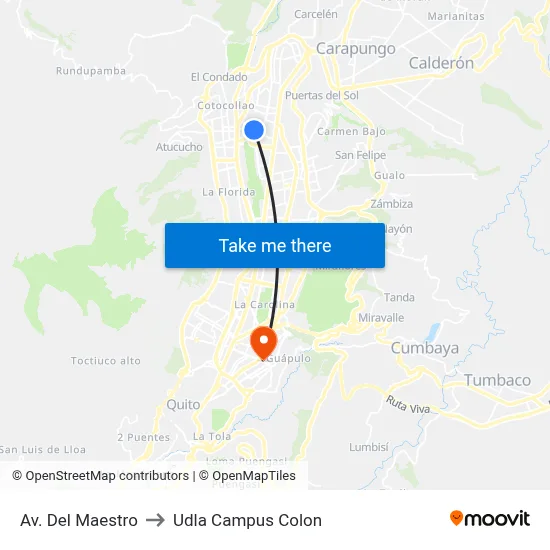 Av. Del Maestro to Udla Campus Colon map