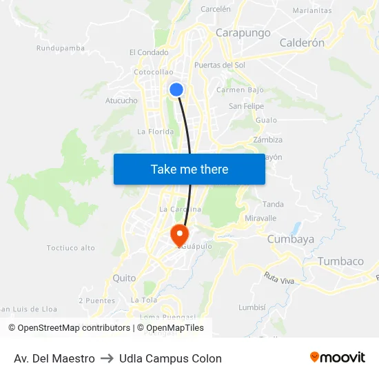 Av. Del Maestro to Udla Campus Colon map