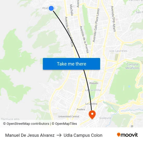 Manuel De Jesus Alvarez to Udla Campus Colon map