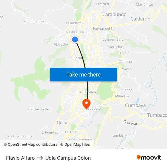 Flavio Alfaro to Udla Campus Colon map
