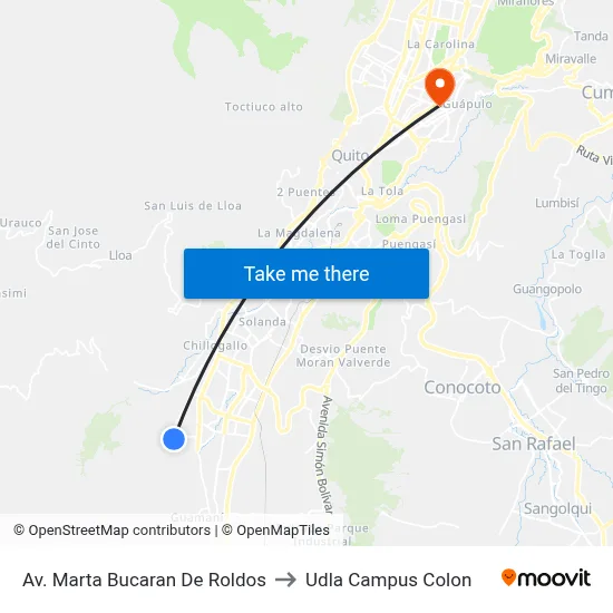 Av. Marta Bucaran De Roldos to Udla Campus Colon map