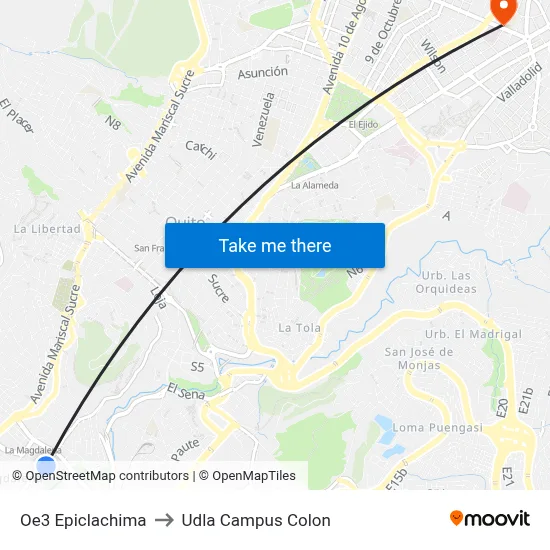 Oe3   Epiclachima to Udla Campus Colon map